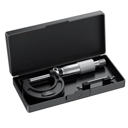 HDLNKAK Outside Micrometer 0-1"/0.0001", with Zero Wrench and Case (Black) - color: Black