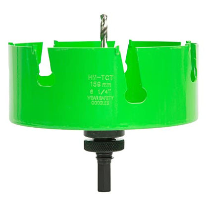 6-1/4 Inch Carbide Tipped Hole Saw Recessed Lights Multi-Material Hole Cutter with Arbor for Wood, Drywall, Plastic, PVC, Fiberglass, 5X Faster, Green - size: 6-1/4 In.