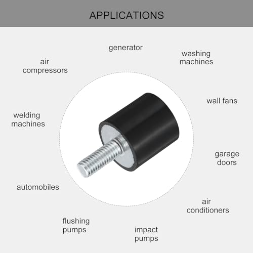 uxcell M8 Thread Rubber Mounts, Vibration Isolators, Cylindrical Shock Absorber with Studs 25 x 25mm 8pcs - size: M8x25x25mm