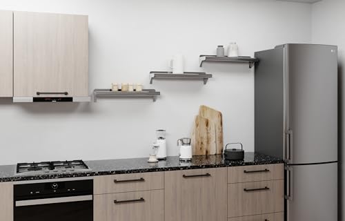 AmGood Narrow 6 in. Deep x 24 in. Wide Stainless Steel Wall Mount Shelf with Backsplash - Bathroom, Restroom & Spice Storage | NSF 18-Gauge 430, Holds 140 lbs | Bullnose Edge, Brackets Included - size: 6 in. x 24 in.