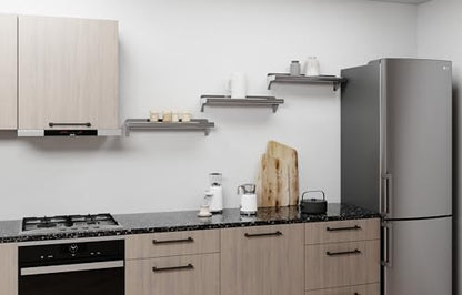 AmGood Narrow 6 in. Deep x 24 in. Wide Stainless Steel Wall Mount Shelf with Backsplash - Bathroom, Restroom & Spice Storage | NSF 18-Gauge 430, Holds 140 lbs | Bullnose Edge, Brackets Included - size: 6 in. x 24 in.