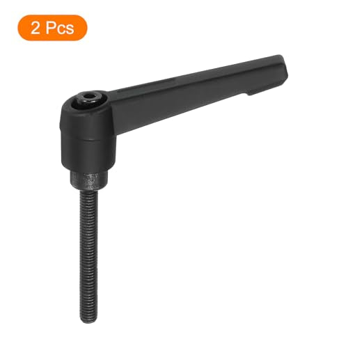 uxcell 2Pcs M5 x 40mm Adjustable Knobs Handle Male Thread Push Button Ratchet Quick Release Locking Rotating Bolt for Lathe Machinery, Black - size: M5 x 40mm