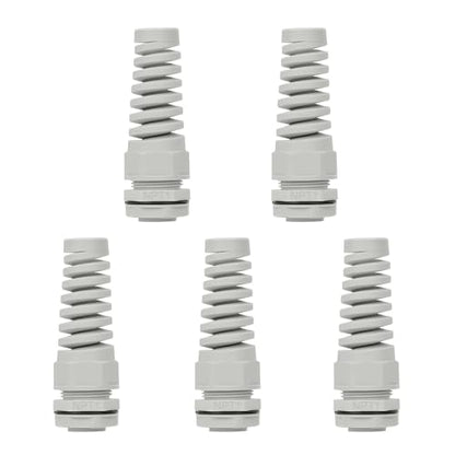 LeMotech 5Pcs NPT 1" IP68 Waterproof Cable Gland Flex Spiral Strain Relief Grey Nylon Joint with Gaskets for 18-25mm Wire Thread - color: Grey, size: NPT 1" (5-Pack)