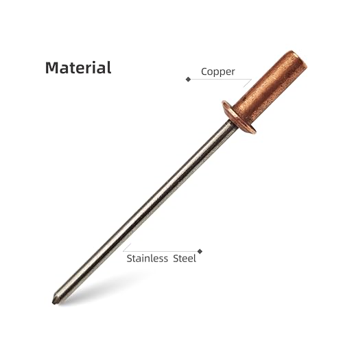 60Pcs Closed End Pop Rivets Kit, 1/8" x1/4,23/64",7/16" 3 Sizes (20 Each) - color: Copper Stainless Steel, size: 1/8"x1/4",23/64",7/16"
