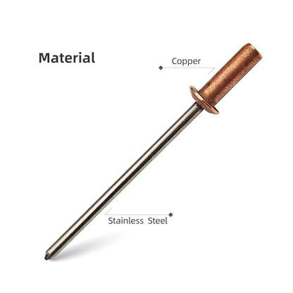 60Pcs Closed End Pop Rivets Kit, 1/8" x1/4,23/64",7/16" 3 Sizes (20 Each) - color: Copper Stainless Steel, size: 1/8"x1/4",23/64",7/16"