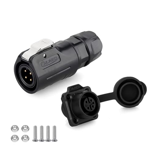 CNLINKO M12 4Pin Waterproof Connector, PBT Plastic DC 12V Cable Panel Mount, Male Female Plug Mount for Medical (4 Pin) - size: 4-Pin, style: Plug without Cable