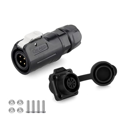CNLINKO M12 4Pin Waterproof Connector, PBT Plastic DC 12V Cable Panel Mount, Male Female Plug Mount for Medical (4 Pin) - size: 4-Pin, style: Plug without Cable