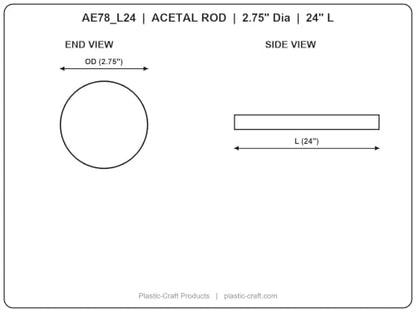 Plastic-Craft | Acetal Round Rod, Natural - color: Natural, size: 24.0"