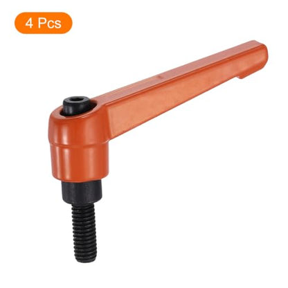 uxcell Clamping Lever Handles for Lathe, M6x16mm Male Thread Orange 4Pcs - size: M6x16mm