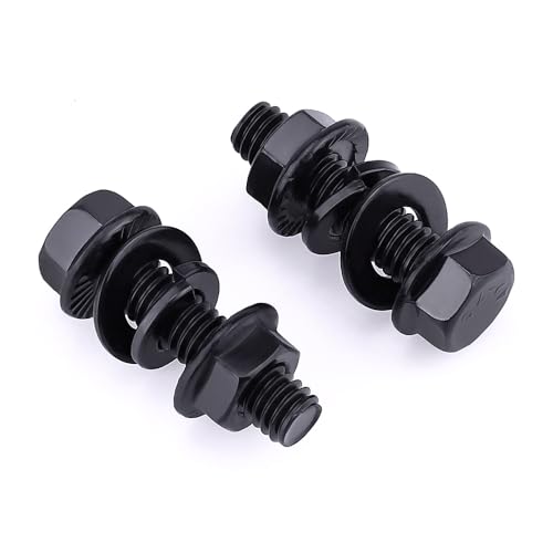 12-Sets 5/16-18 x 1-1/2" Hex Flange Bolts & Flange Nuts Combo Kit with Flat and Lock Washers- 304 Stainless Steel 18/8, Black Coated, for Heavy Duty Applications - size: 5/16-18 x 1-1/2"