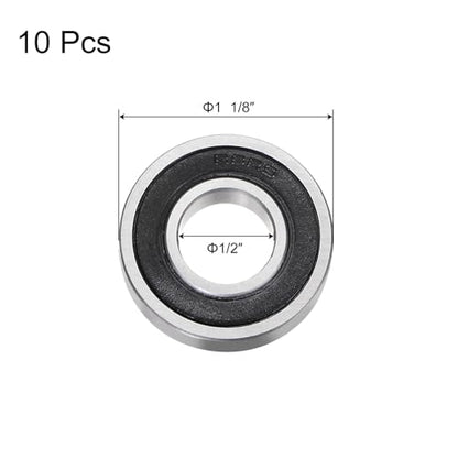 uxcell R8-2RS Deep Groove Ball Bearing, 10pcs 1/2" x 1 1/8" x 5/16" Chrome Steel Z2 Double Rubber Sealed Bearing - size: 1/2" x 1 1/8" x 5/16"
