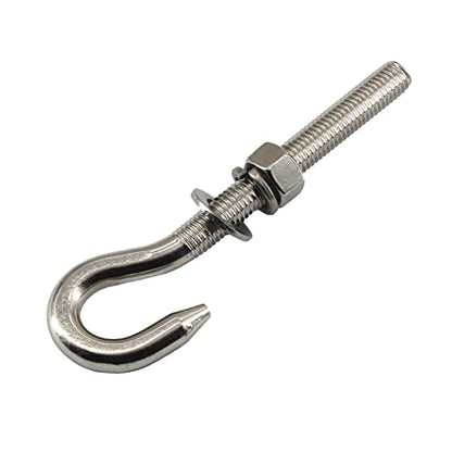 8Pcs M8 Stainless Steel Eye Bolt with Nut and Washers Long Shank Threaded Rod Round Hook Eyelet Bolt Screw - size: M8
