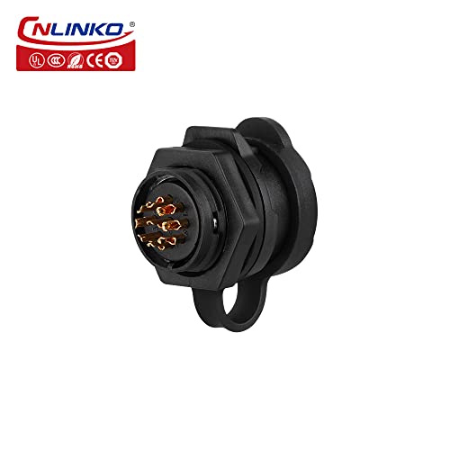 CNLINKO IP68 Circular Panel M16 Plastic 9 Pin Plug and Socket Electrial Waterproof Auto Wire Harness Solder with Cover for Power Equipment DC/AC Welding Connector (9 Pin) - size: 9 Pin, style: Single-Hole Set/Plug without Cable