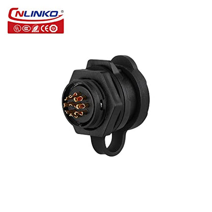 CNLINKO IP68 Circular Panel M16 Plastic 9 Pin Plug and Socket Electrial Waterproof Auto Wire Harness Solder with Cover for Power Equipment DC/AC Welding Connector (9 Pin) - size: 9 Pin, style: Single-Hole Set/Plug without Cable