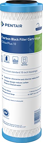 Pentair Pentek ChlorPlus 10 Carbon Water Filter, 10-Inch, Chloramine and Chlorine Reduction Carbon Block Replacement Cartridge, 10" x 2.5", 1 Micron - style: 10" x 2.5"