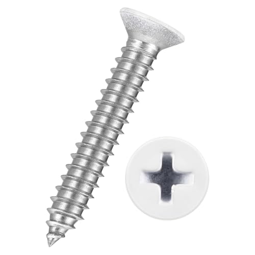 50pcs Phillips Wood Screws #14x1-1/2 304 Stainless Steel White Head - color: White Head, size: #14x1-1/2"