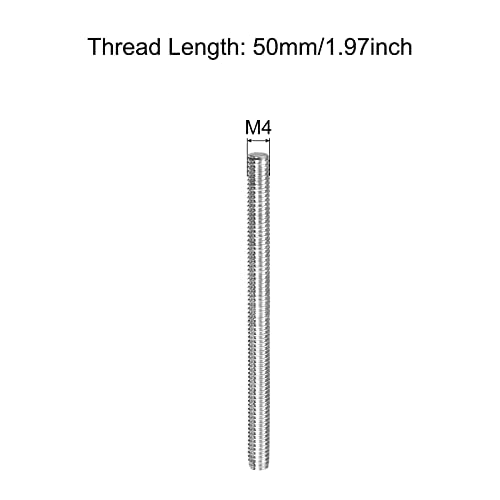 MECCANIXITY Fully Threaded Rod M4 x 50mm 0.7mm Thread Pitch 304 Stainless Steel Right Hand Threaded Rods Bar Studs 5 Pack - size: M4 x 50mm
