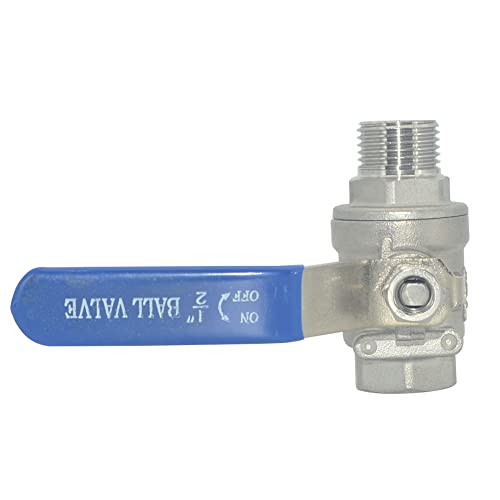 1Pcs Full Port Ball Valve 1/2'' - Heavy Duty Male NPT (MNPT) X Female NPT (FNPT) Thread with Long Handle Switch,Stainless Steel 304 for Water, Oil, and Gas,1000WOG - size: 1/2''