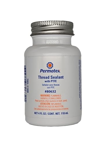 Permatex 80632 Thread Sealant with PTFE, 4 oz., Cream - size: 4 Fl. Oz.