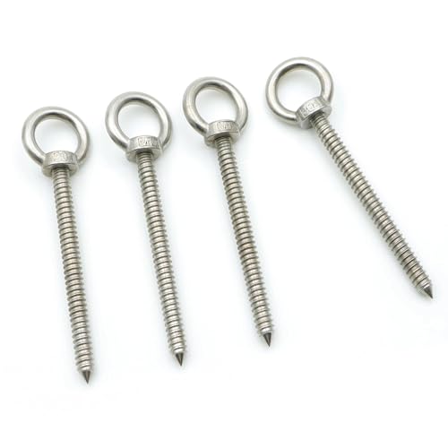 4 Pack 6.7 Inch Heavy Duty Eye Bolts - M10x120mm 304 Stainless Steel Extra Long Eye Hooks, Large Eye Bolt for Secure Load Transfer, Ideal for Heavy Duty Hammocks Stand, Industrial Use