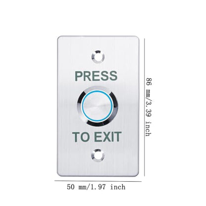 Push to Exit Button，12V DC Push to Exit Switch with LED Light, IP67 Waterproof,NC/NO/COM Outputs, Surface Mount Request-to-Exit Device for Access Control Systems (86X50-B) - color: 86X50-B