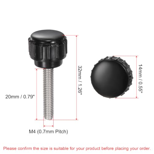 uxcell 12pcs Knurled Clamping Knobs M4 x 20mm Metric 304 Stainless Steel Male Thread Thumb Screw on Type 14mm Plastic Round Head Threaded Hand Bolt Stud Knobs Black - size: M4 x 20mm x 14mm