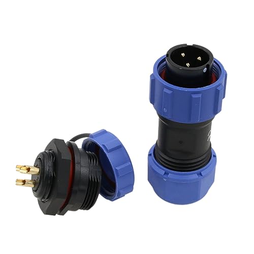 SP17 3 Pin Plug Socket Connector Aviation Circular Male Female 10A, Dustproof Cap 14AWG Wire for Industrial Power Outdoor Application - size: 3 pin 10A