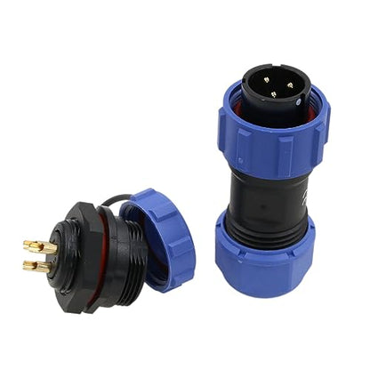 SP17 3 Pin Plug Socket Connector Aviation Circular Male Female 10A, Dustproof Cap 14AWG Wire for Industrial Power Outdoor Application - size: 3 pin 10A