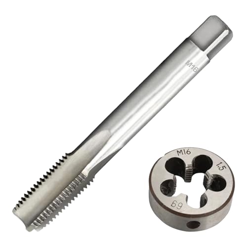 M16 x 1.5 Metric Thread Tap and Die Set, M16 x 1.5mm High-Speed Steel Machine Tap and Die Set, Right Hand Thread Tap and Round Thread Die - size: m16 x 1.5mm