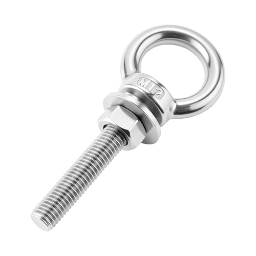 2 Pcs M12 Stainless Steel Eye Bolts with Nuts, 1/2" x 2.76" M12 x 70mm - size: M12x70mm (1/2"x2.76")