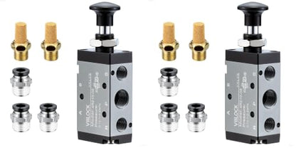 4R210-08 Push Pull Valve 5/2 Way 1/4"NPT Air Valve for Cylinder (Pack of 2) - size: 1/4"NPT (Pack of 2), style: 5 way 2 position