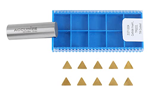 Accusize Industrial Tools Tpg222 Tin Coated Carbide Inserts, 10 Pcs/Box, 2127-1024x10 - size: TPG222