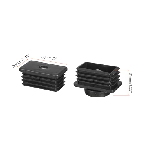uxcell 4 Pcs Leveling Feet, 30x50mm Plastic Adjustable Furniture Leg Leveling Rectangle Tube Insert Screw-in Glide Levelers Fit Hole 30mm for Table Chair Furniture, Black - size: 30x50mm