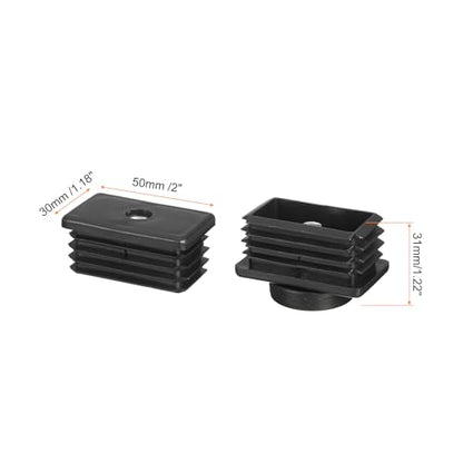 uxcell 4 Pcs Leveling Feet, 30x50mm Plastic Adjustable Furniture Leg Leveling Rectangle Tube Insert Screw-in Glide Levelers Fit Hole 30mm for Table Chair Furniture, Black - size: 30x50mm