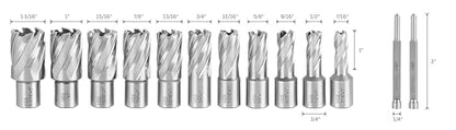 Accusize Industrial Tools HSS Annular Cutter, N10 - size: 7/16" to 1-1/16", 1" Cutting Depth, style: Styling Strong Case