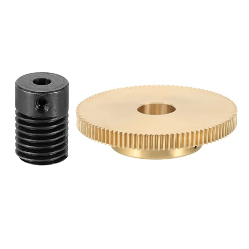 uxcell Worm Gear Set 100T 0.5 Module 100:1 Reduction Rate, Right Rotation Drive Gear Box Wheel Reduce Transmission Part (Brass Gear-12mm Bore, #45 Steel Rod 4mm Bore) - size: Gear-12mm, Rod-4mm Bore, style: 0.5M-100T