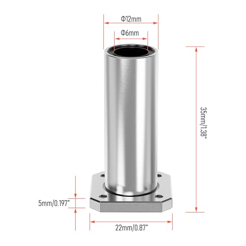 2PCS LMK6LUU Square Flange Linear Ball Bearings, 6mm Bore Dia, 12mm OD, 35mm Length with Double Side Rubber Seal for CNC,3D Printer - size: LMK6LUU Size 6x12x35mm