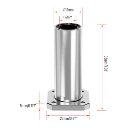 2PCS LMK6LUU Square Flange Linear Ball Bearings, 6mm Bore Dia, 12mm OD, 35mm Length with Double Side Rubber Seal for CNC,3D Printer - size: LMK6LUU Size 6x12x35mm