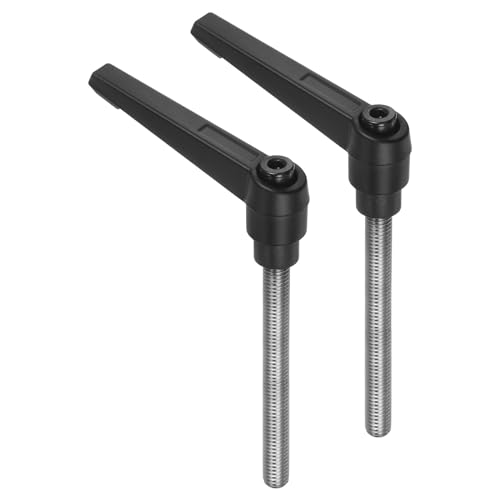 uxcell 2pcs Clamping Lever Handles, M8 x 70mm 304 Stainless Steel Threaded Male Stud, Adjustable Handles Locking Quick Release Ratchet Push Button Bolt Knobs, Black - size: M8 x 70mm
