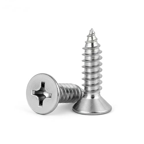 #4 x 5/8" (M3x16mm) 304 Stainless Steel Flat Head Wood Screws, 100pcs - size: #4 x 5/8''-100pcs