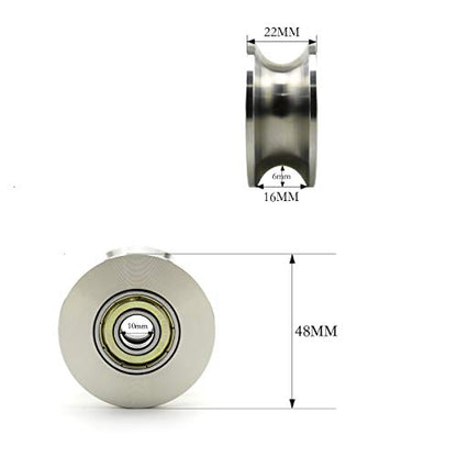 Heyous U Groove Stainless Steel Silent Pulley - 600LB, Silver Tone - style: U Groove