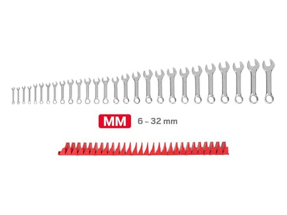 TEKTON Stubby Combination Wrench Set, 27-Piece | WCB95406 - color: Stubby, Modular Organizers, size: 27-Piece (6 - 32 mm)