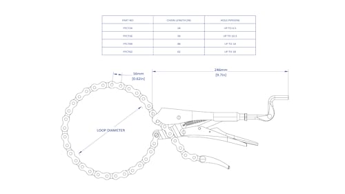 Strong Hand Tools Locking Chain Pliers 7 Inch with 48 Inch Chain, Heavy Duty Adjustable Chain Clamp for Welding, Automotive, Metalworking, Pipe and Exhaust Repair PFC748