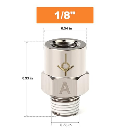 GASHER 1Pcs One-Way Non-return Check Valve 1/8" Male x 1/8" Female Thread, Prevent Water Back-flow - size: 1/8" Male x 1/8" Female(A)