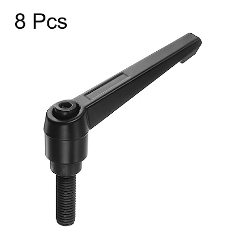 HARFINGTON 8pcs Adjustable Clamping Lever Handles M10 x 25mm Male Thread Bolt Knobs Rotating Screw Locking Quick Release Ratchet Push Button Handle, Black - size: M10 x 25mm