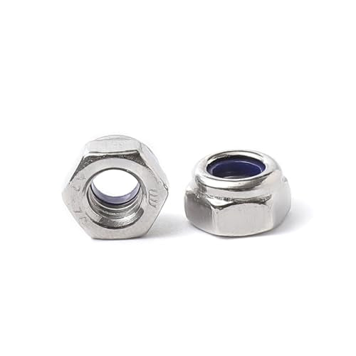 M10-1.5 Nylon Insert Lock Nuts, 304 Stainless Steel, 20 Pack