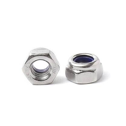 M10-1.5 Nylon Insert Lock Nuts, 304 Stainless Steel, 20 Pack