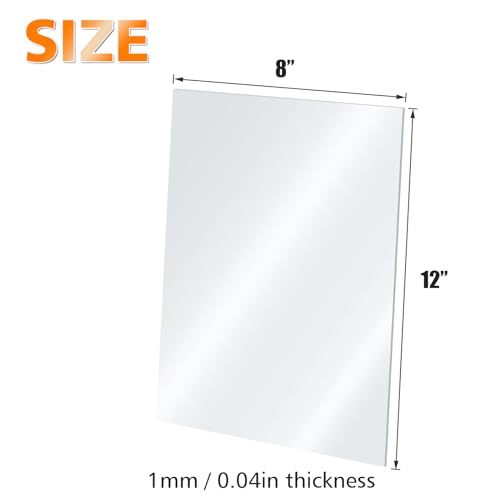 Egofine Plexiglass Sheets Acrylic Sheets 12 Pack of 8x12’’ 0.04 Thick Clear Plastic Cast Transparent Plexi Glass for Crafting Projects, Replacement Picture Frame Glass, DIY Display, Easy to Cut - color: Clear, size: 8x12"