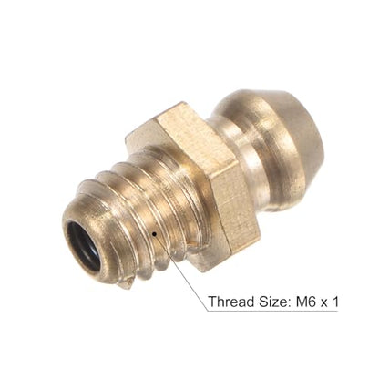 Brass Straight Grease Fitting Assortment M6 x 1mm Thread Hydraulic Grease Fitting Accessories, 10Pcs