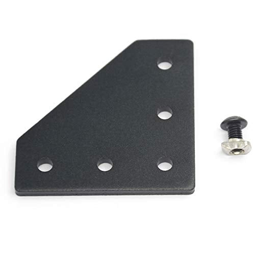 Iverntech 4Pcs Black Connector L Shape Corner Bracket Outside Joint Board Plate with 20Pcs M5 T-Nuts+20Pcs M5 Screws+1Pcs Wrench for Standard 6mm Slot 2020 Series Aluminum Extrusion Profile - size: 2020 4 Pcs L